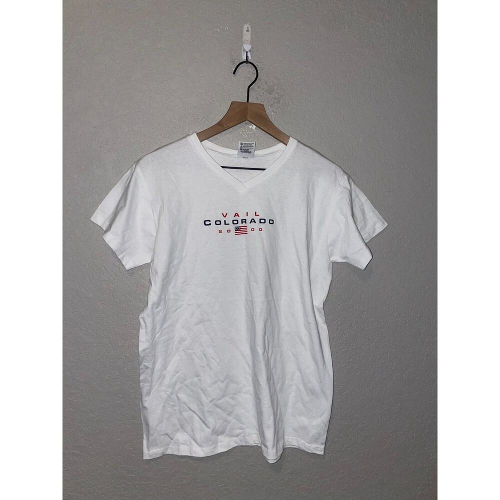 Vintage Womens Vail Colorado Shirt White Women Top Tee M Medium